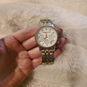 Michael Kors Two Tone Bracelet Mother of Pearl Dial Ladies Watch